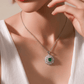 Emerald Radiance Halo Pendant Necklace Set