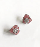 Rose Quartz Flower Stud Earrings