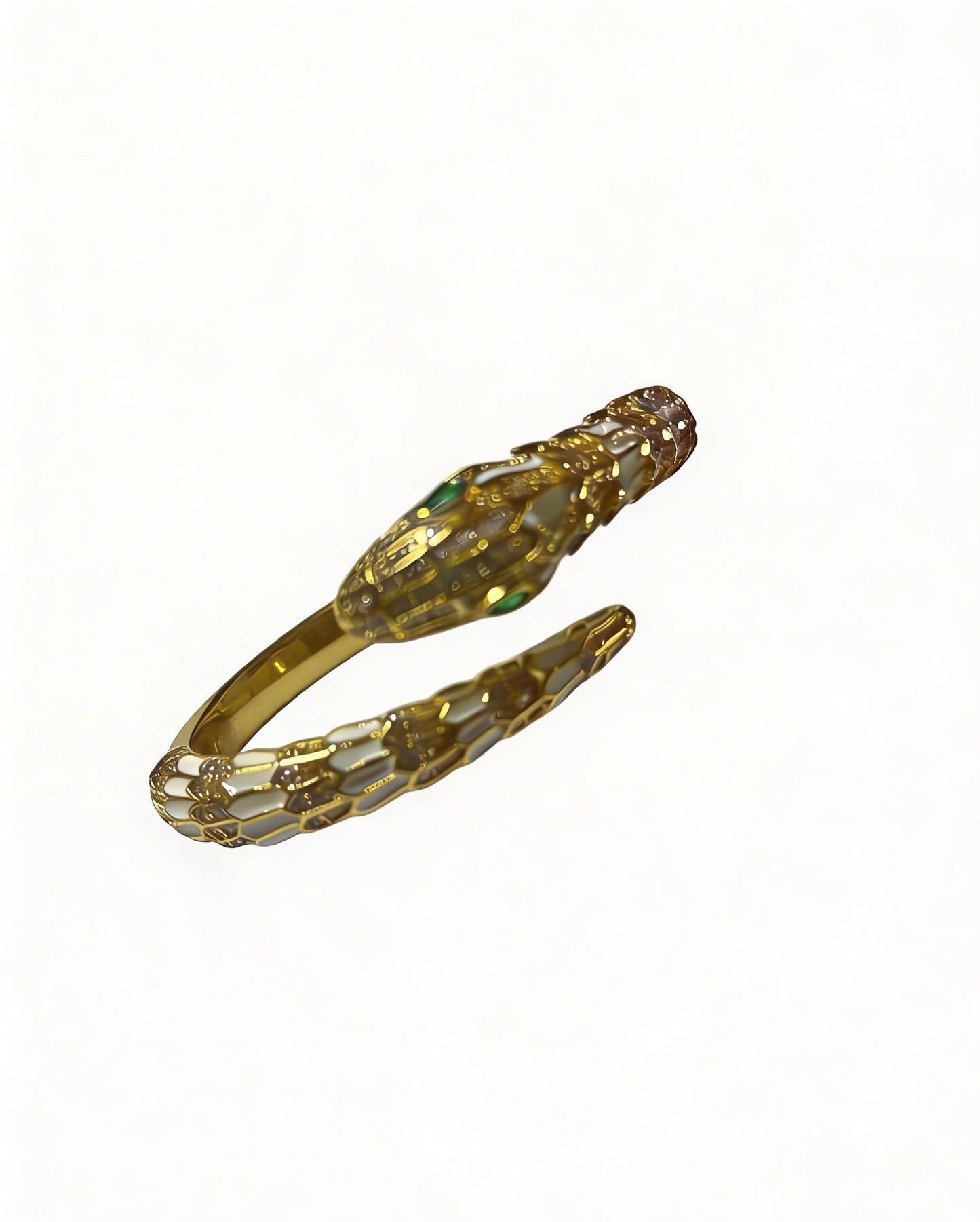 Serpenti Gold Emerald Eye Snake Wrap Bangle