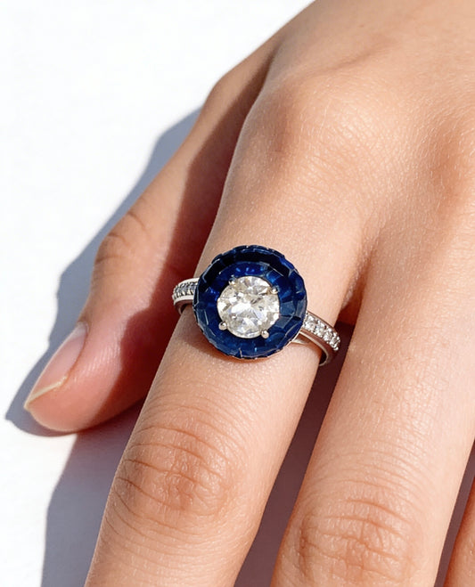 Midnight Spark Halo Ring