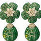 Green Bloom Drop Earrings