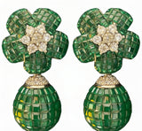 Green Bloom Drop Earrings