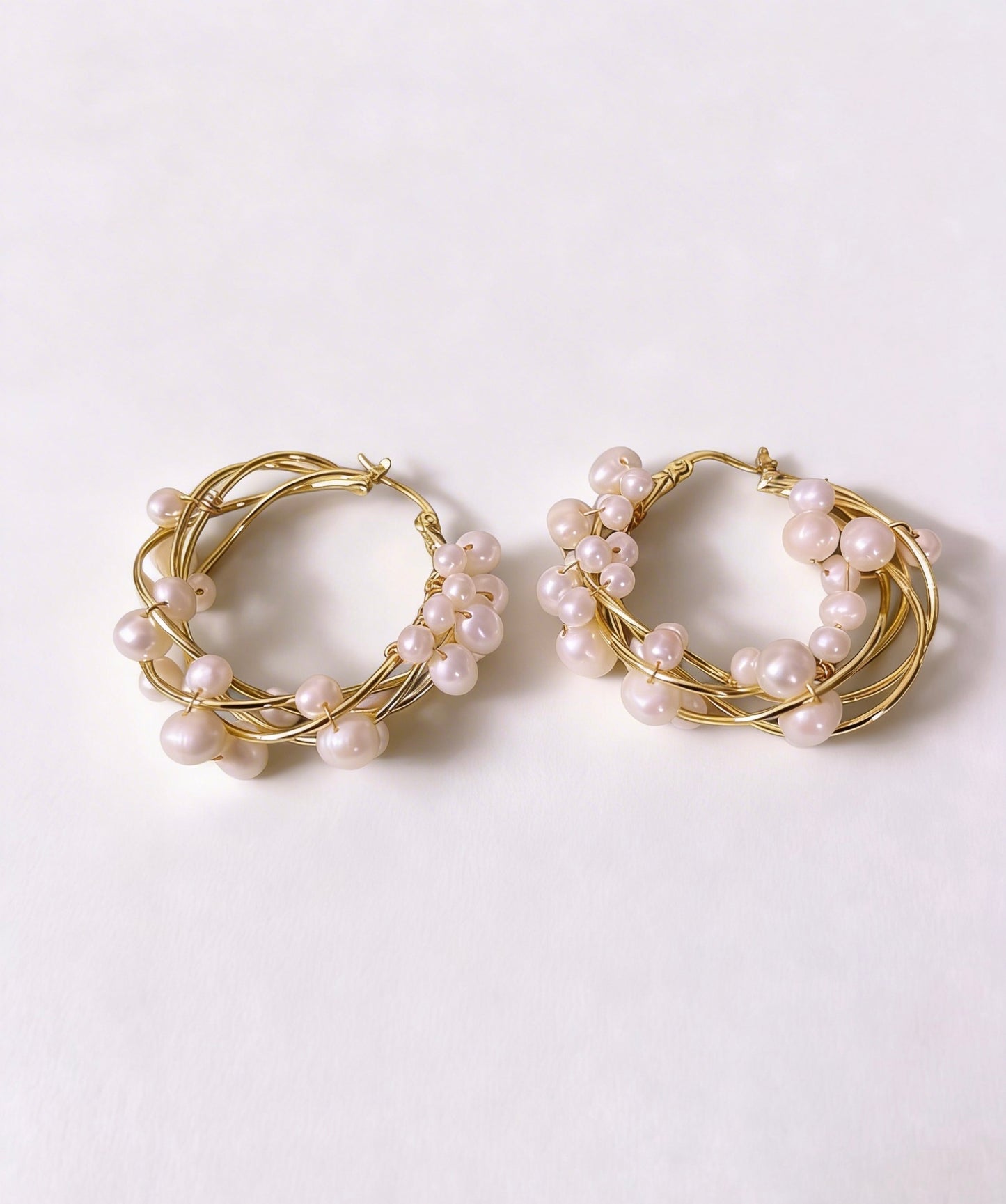 Pearl Blossom Hoops Earrings