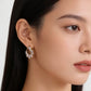 Crystal Crescent Hoops Earring