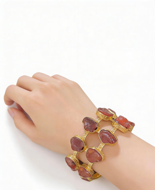Rough Carnelian Chain Cuff Bracelet