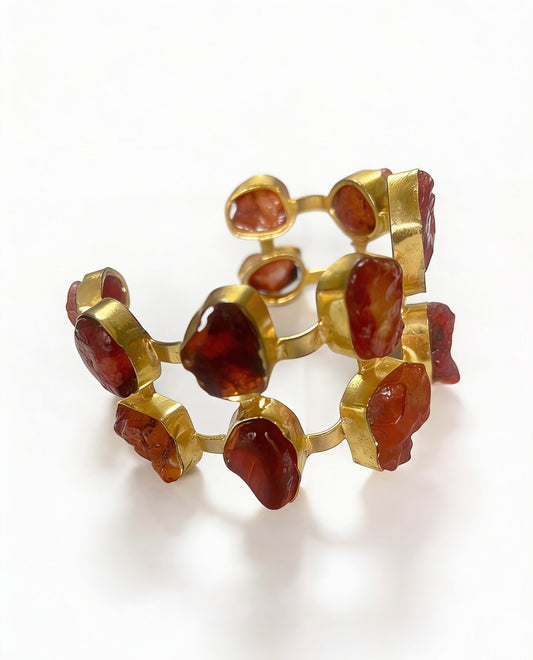 Rough Carnelian Chain Cuff Bracelet