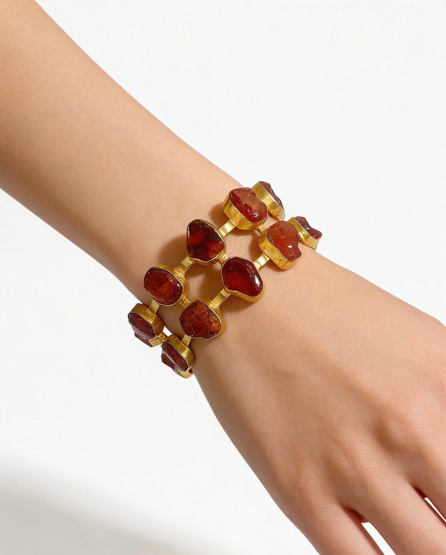 Rough Carnelian Chain Cuff Bracelet