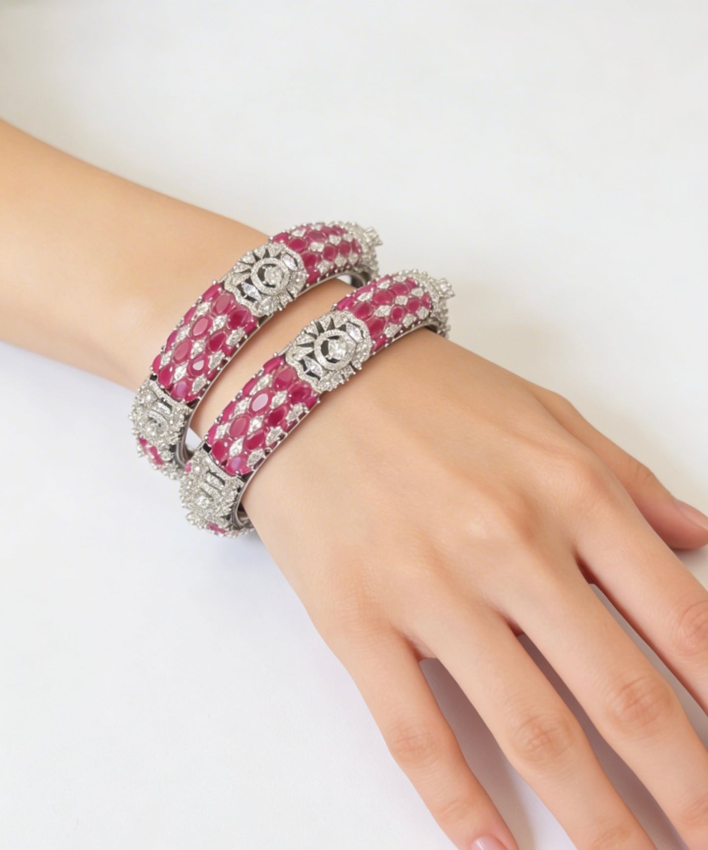 Ruby Crystal Charm Bangles