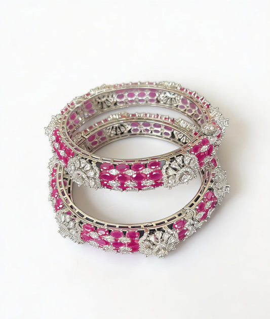 Ruby Crystal Charm Bangles