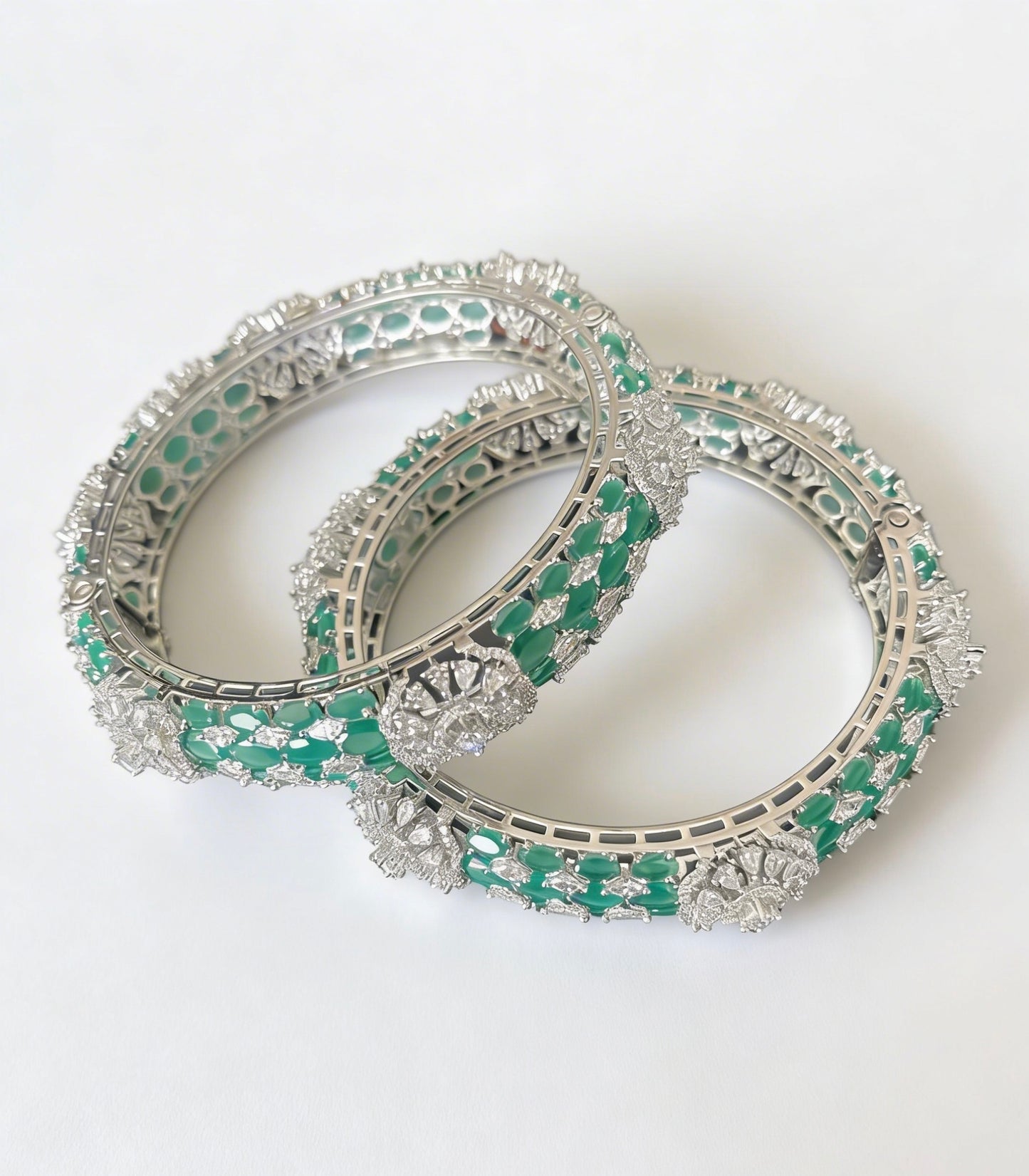 Emerald Crystal Charm Bangles