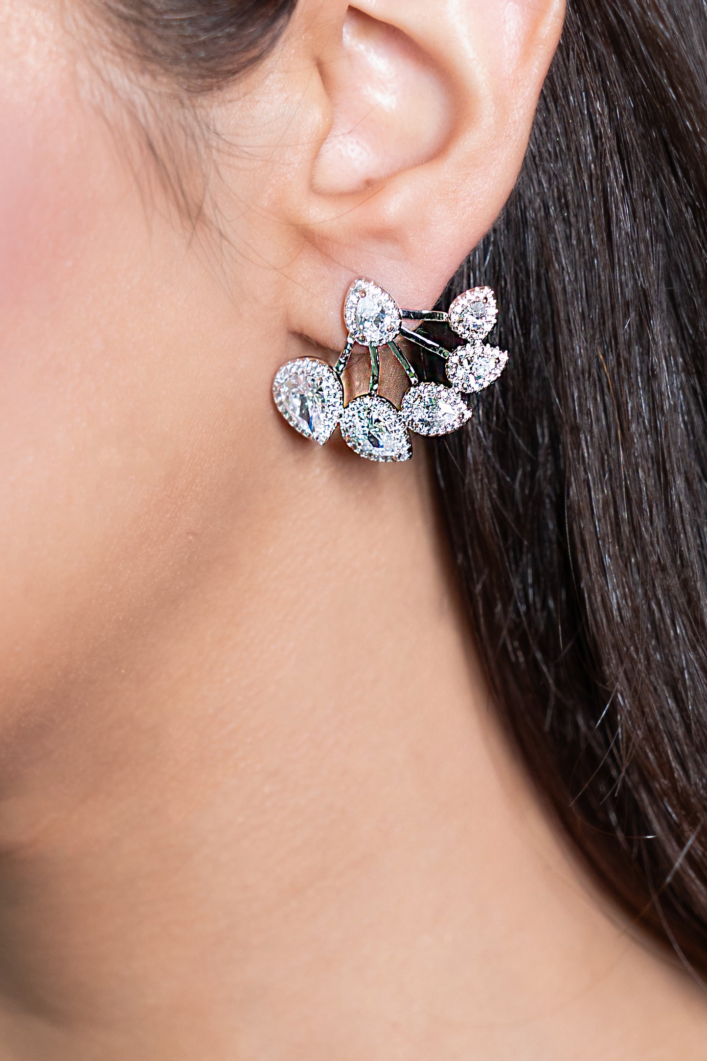Celeste Diamond Fan Earrings – White Gold
