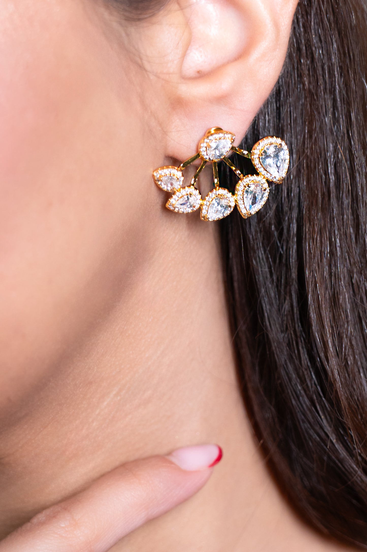 Celeste Diamond Fan Earrings – Yellow Gold