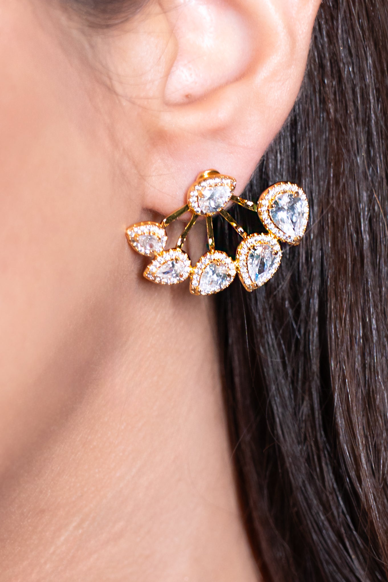 Celeste Diamond Fan Earrings – Yellow Gold