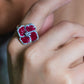 Ruby Blossom Cocktail Ring