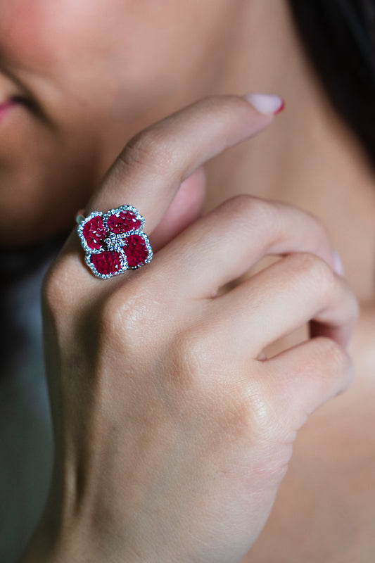 Ruby Blossom Cocktail Ring