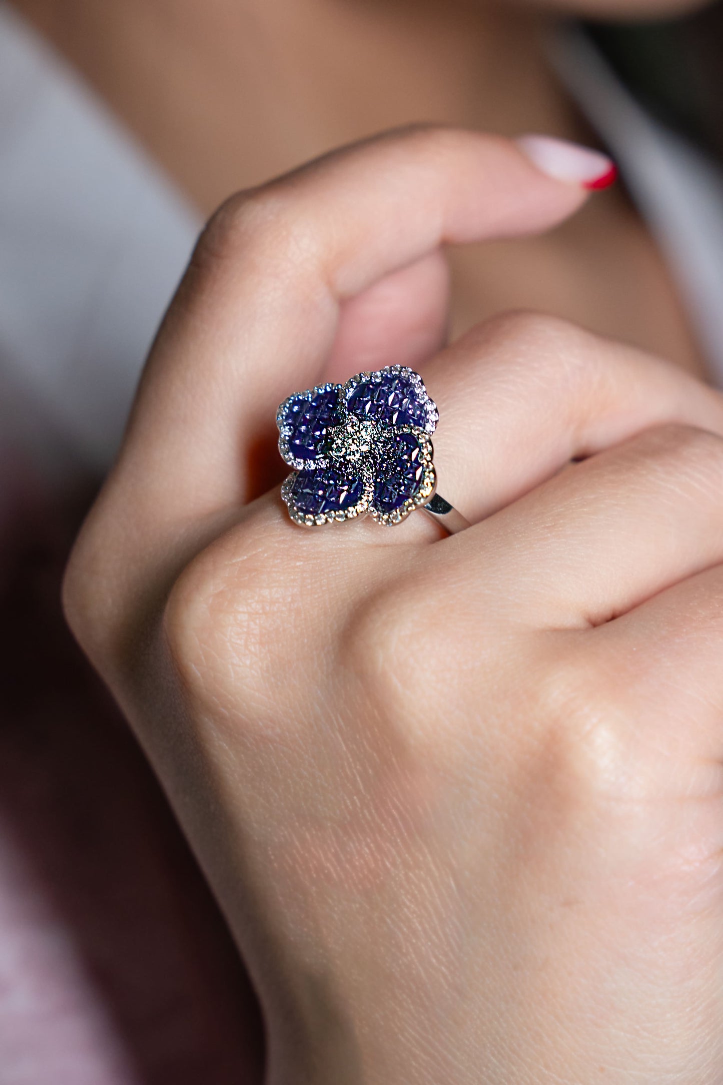 Violet Blossom Cocktail Ring