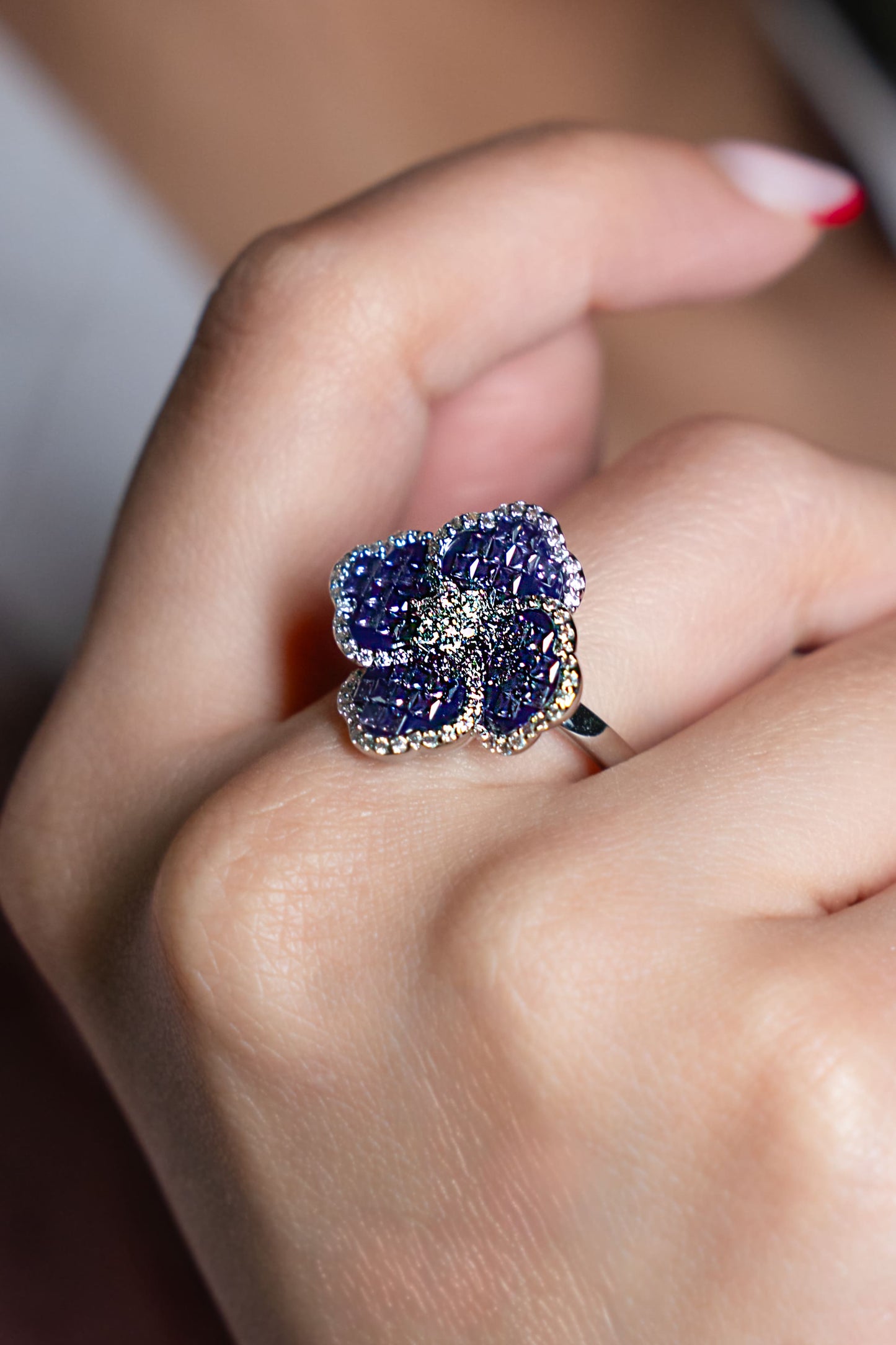 Violet Blossom Cocktail Ring