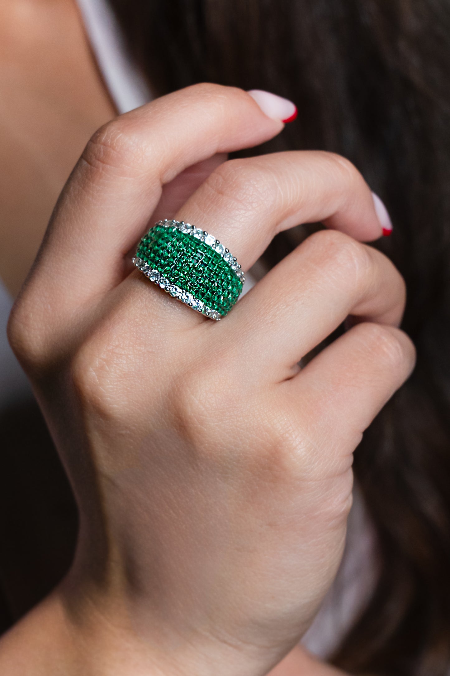 Emerald Pavé Band Ring