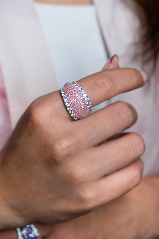 Pink Pavé Dome Band Ring