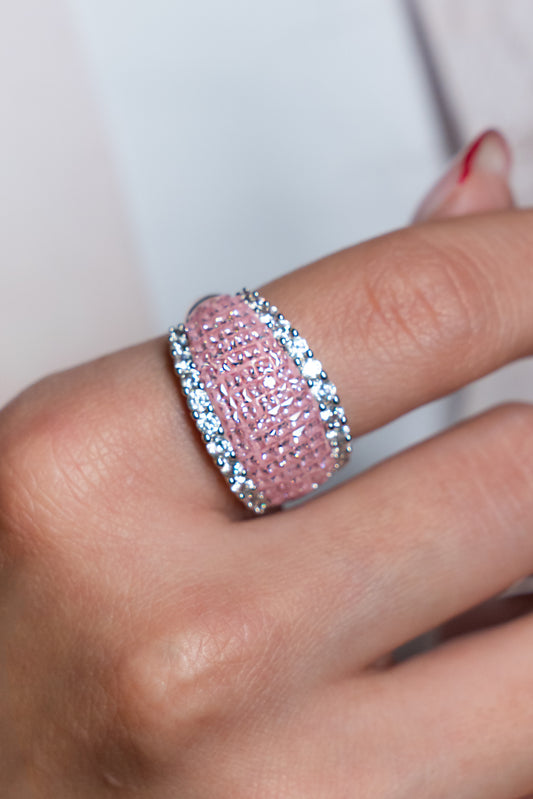 Pink Pavé Dome Band Ring