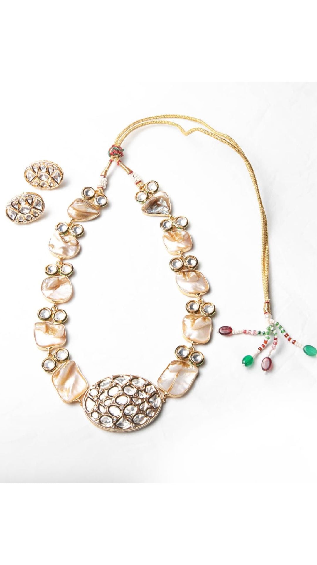 Round Polki Shell Pearls Choker Necklace