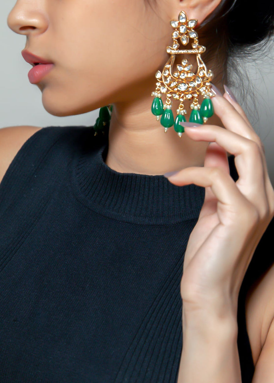 Green chandbali earrings - LABELRM