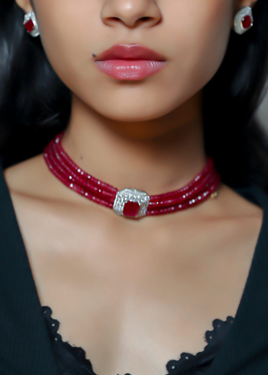 Red Beads Choker Necklace - LABELRM