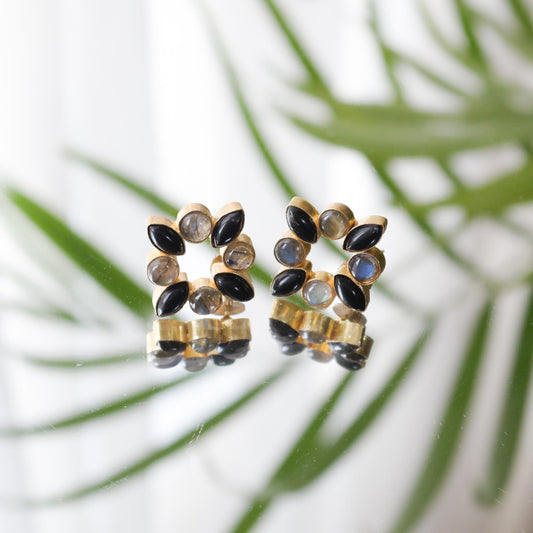 Elegant Black and Crystal Vintage Earrings