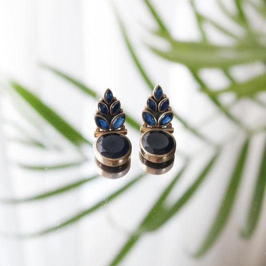 Vintage Sapphire and Onyx Drop Earrings