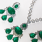 Bridal Pear Drop Emerald Necklace Set