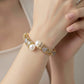 Pearl Filigree Open Bangle - Gold