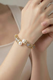 Pearl Filigree Open Bangle - Gold