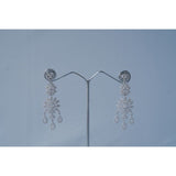 Silver Mossonite 925 Long Flower Earrings