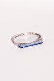 Pavé Bar Bangle – Sapphire Blue (Silver tone)