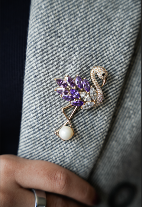 Purple Flamingo Brooch