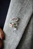 Silver Snake & Rose Brooch