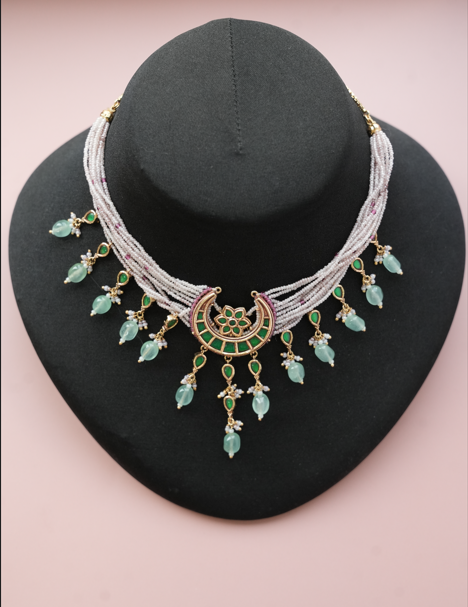 Emerald Kundan Choker Necklace