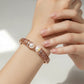Pearl Filigree Open Bangle - Rose Gold