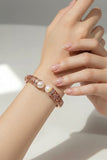 Pearl Filigree Open Bangle - Rose Gold
