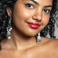 Green and Pink Colour with White Diamond Earring