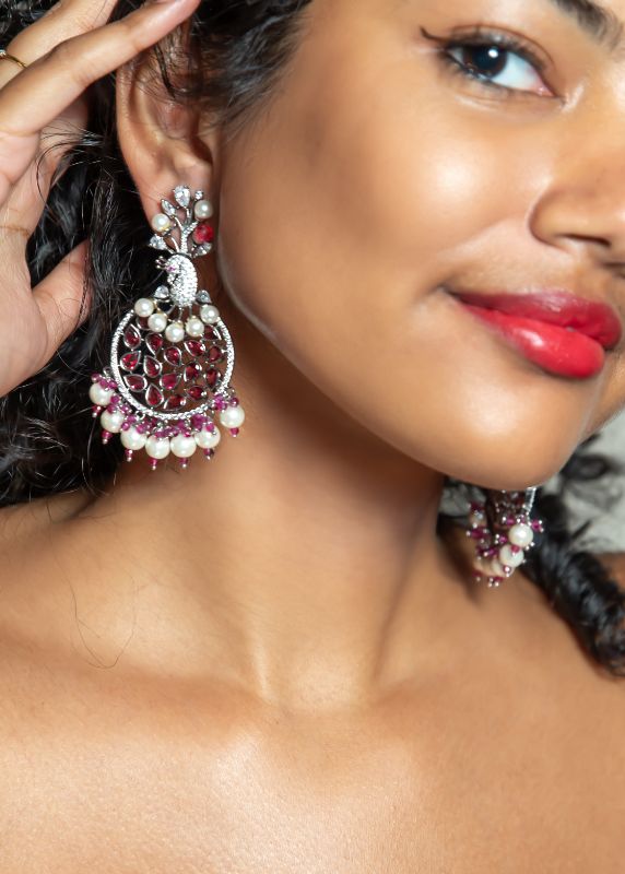 Handcrafted Ruby Luster Drops Earrings