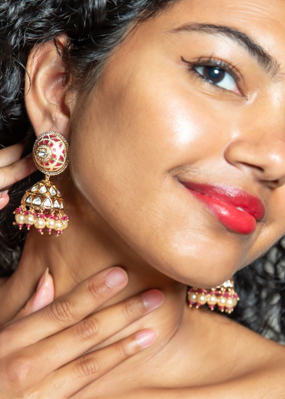 Majestic Meenakari Jhumkas Earring
