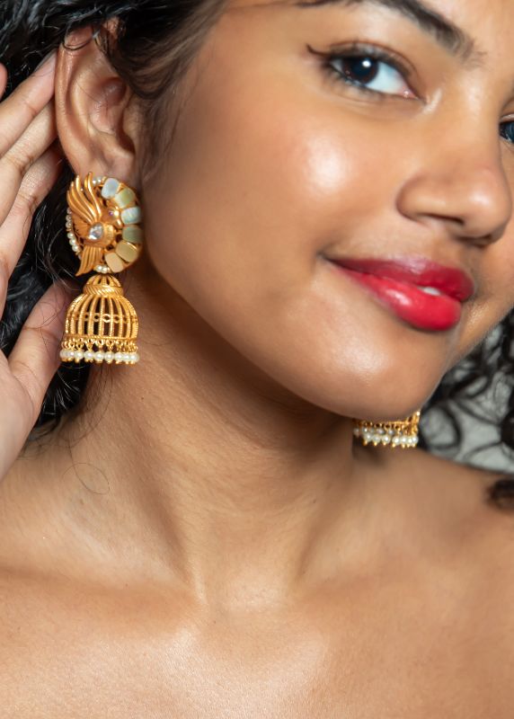 Gold Plated Polki Jhumka Earring
