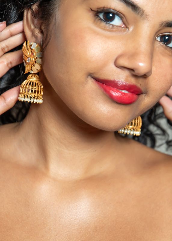 Gold Plated Polki Jhumka Earring