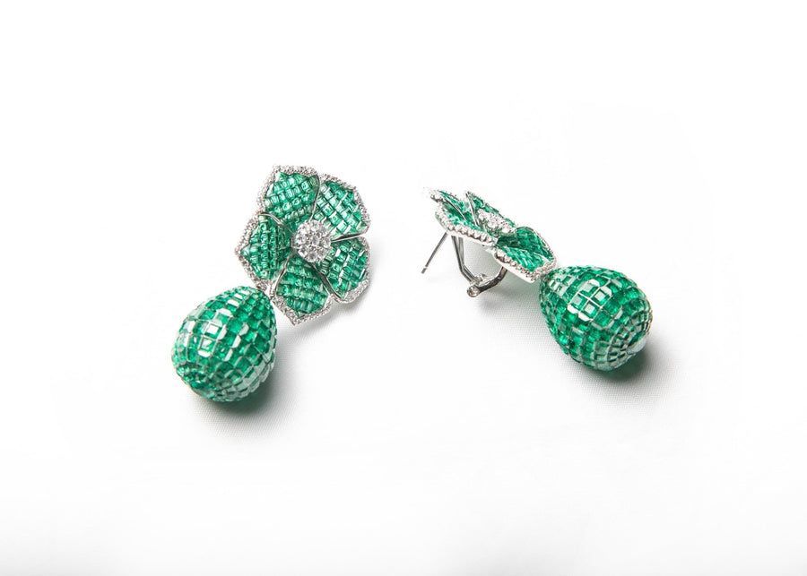Green Flower Earrings - LABELRM