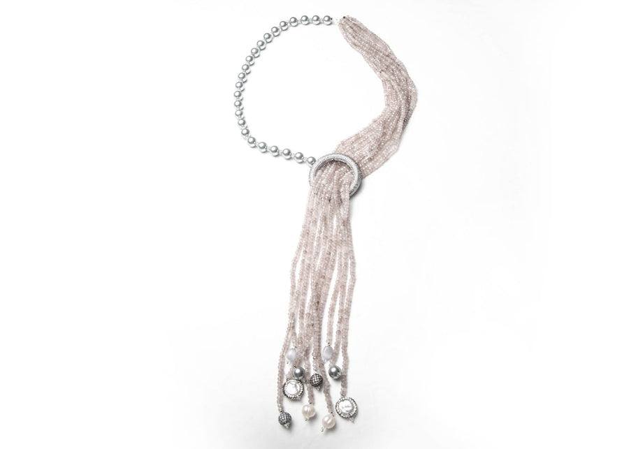Pink Beads Asymmetrical Necklace - LABELRM