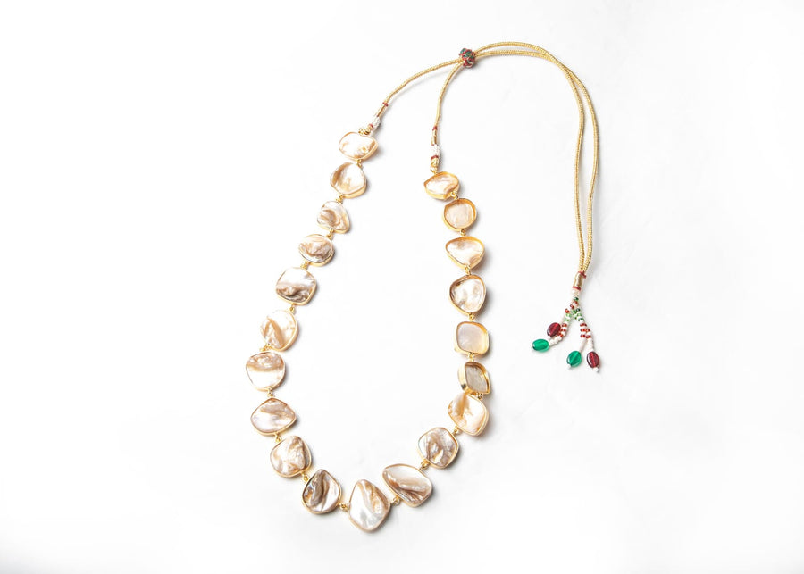 White And Gold Shell Pearl Necklace - LABELRM