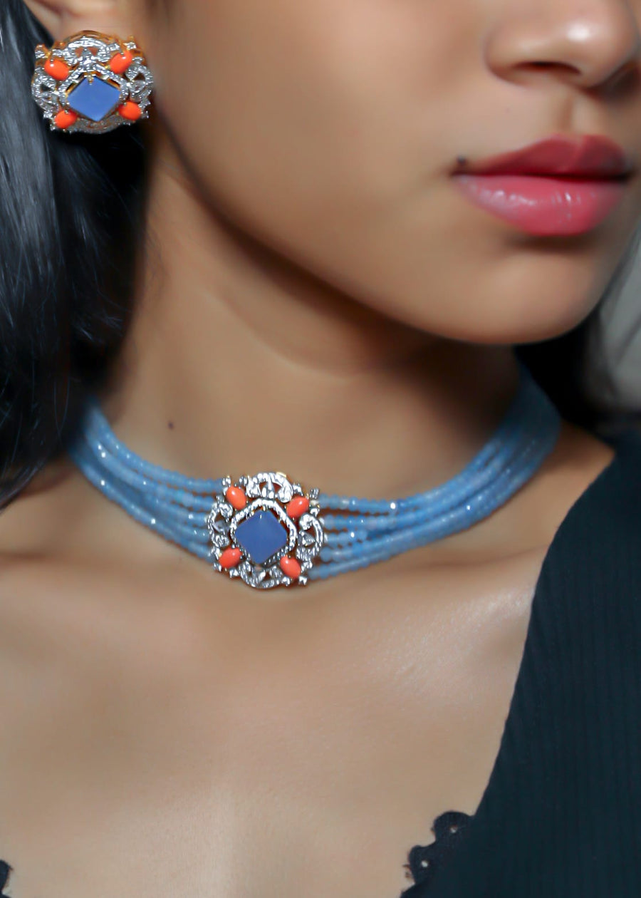 SkyBlue Choker Beads Necklace - LABELRM