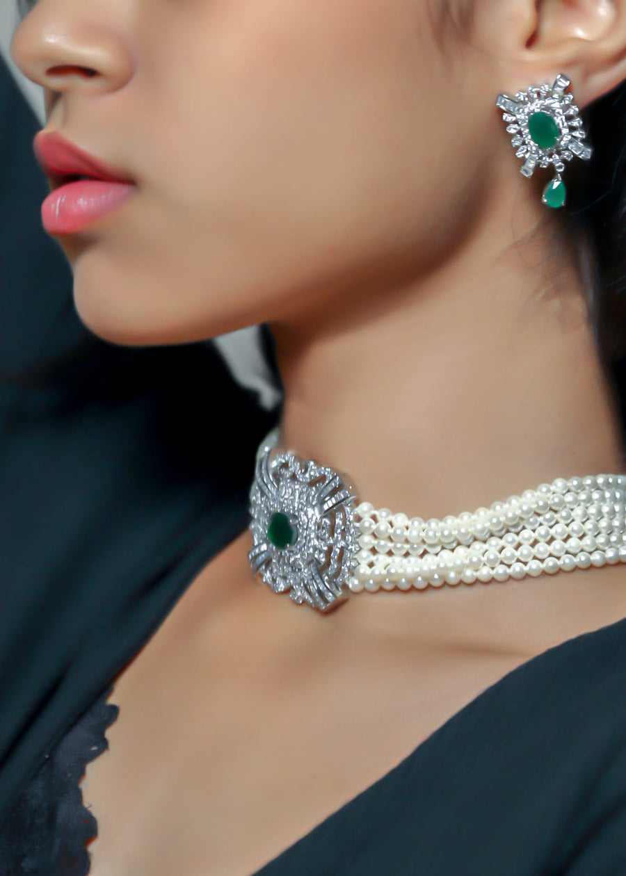 Emerald Green Choker Pearl Necklace - LABELRM